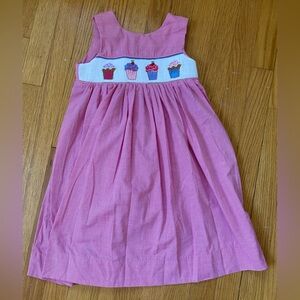 Wish Upon a Star size 4 pink gingham dress with cupcake embroidery